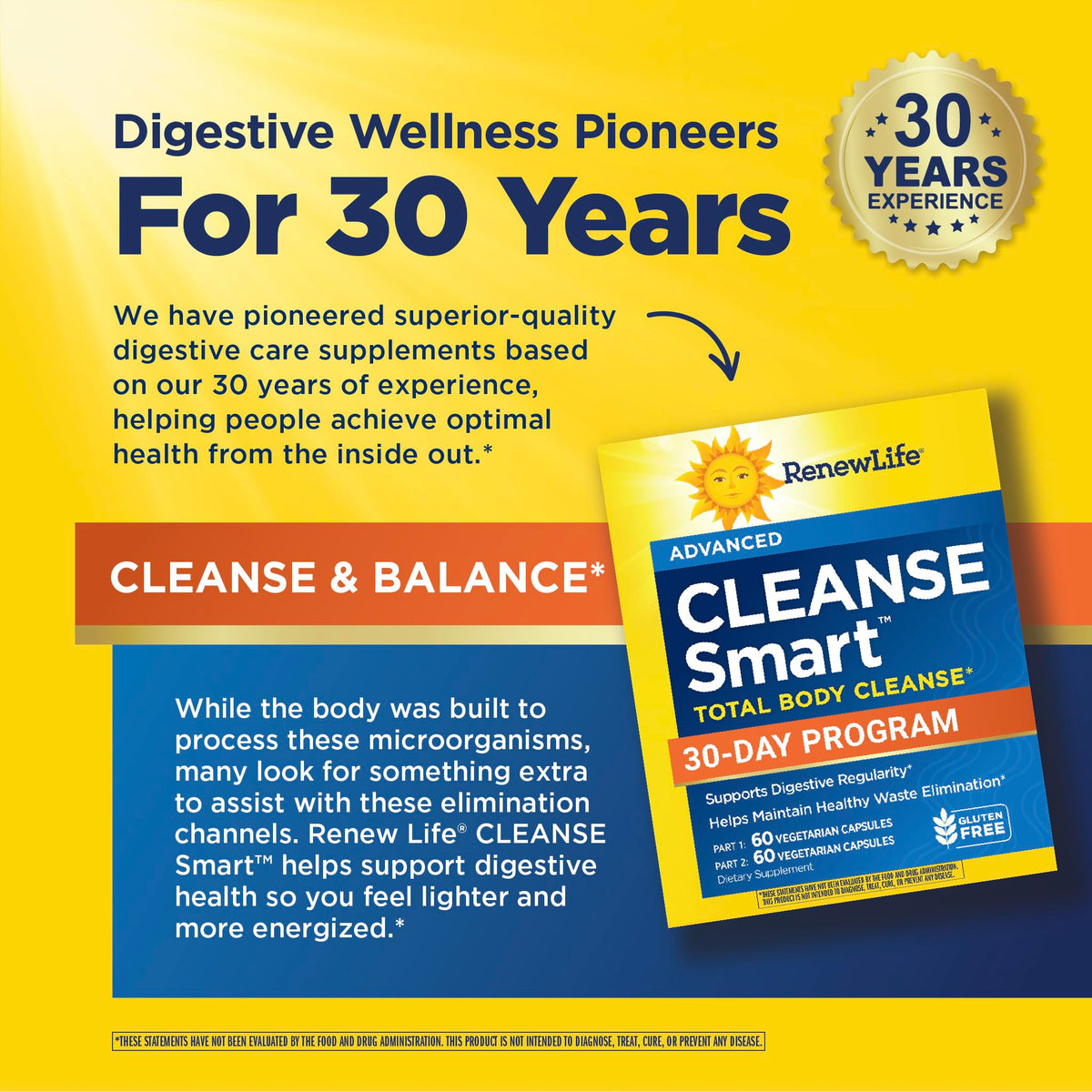 Renew Life Cleanse Smart Advanced Total Body Program, 2-Part Detox Cleanse Promotes Digestive Regularity and Supports Waste Elimination, Herbal Blend - FENGGESTORE20