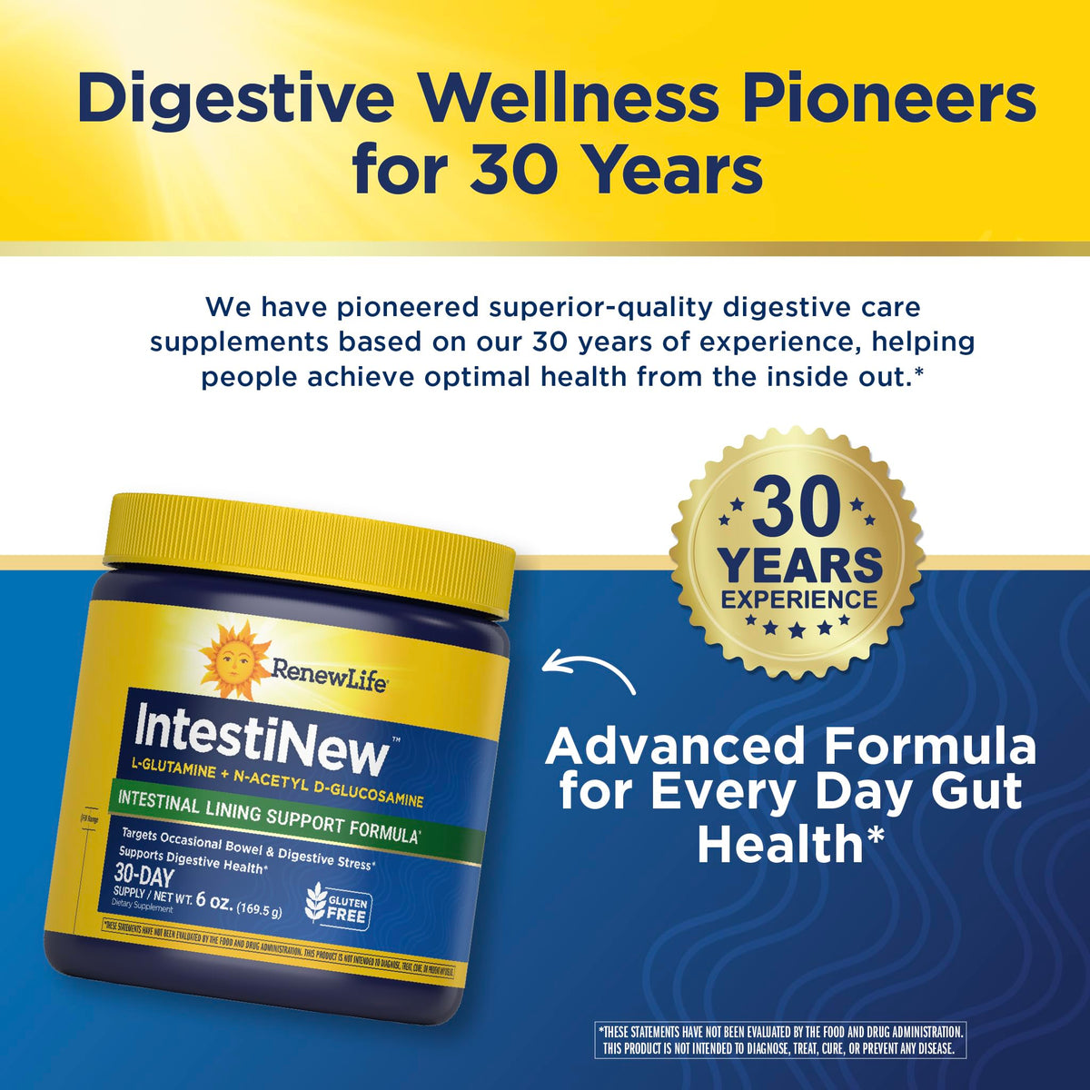 Renew Life IntestiNew Intestinal Lining Support Formula, Powder Supplement Supports Digestive Health, L-Glutamine - FENGGESTORE20