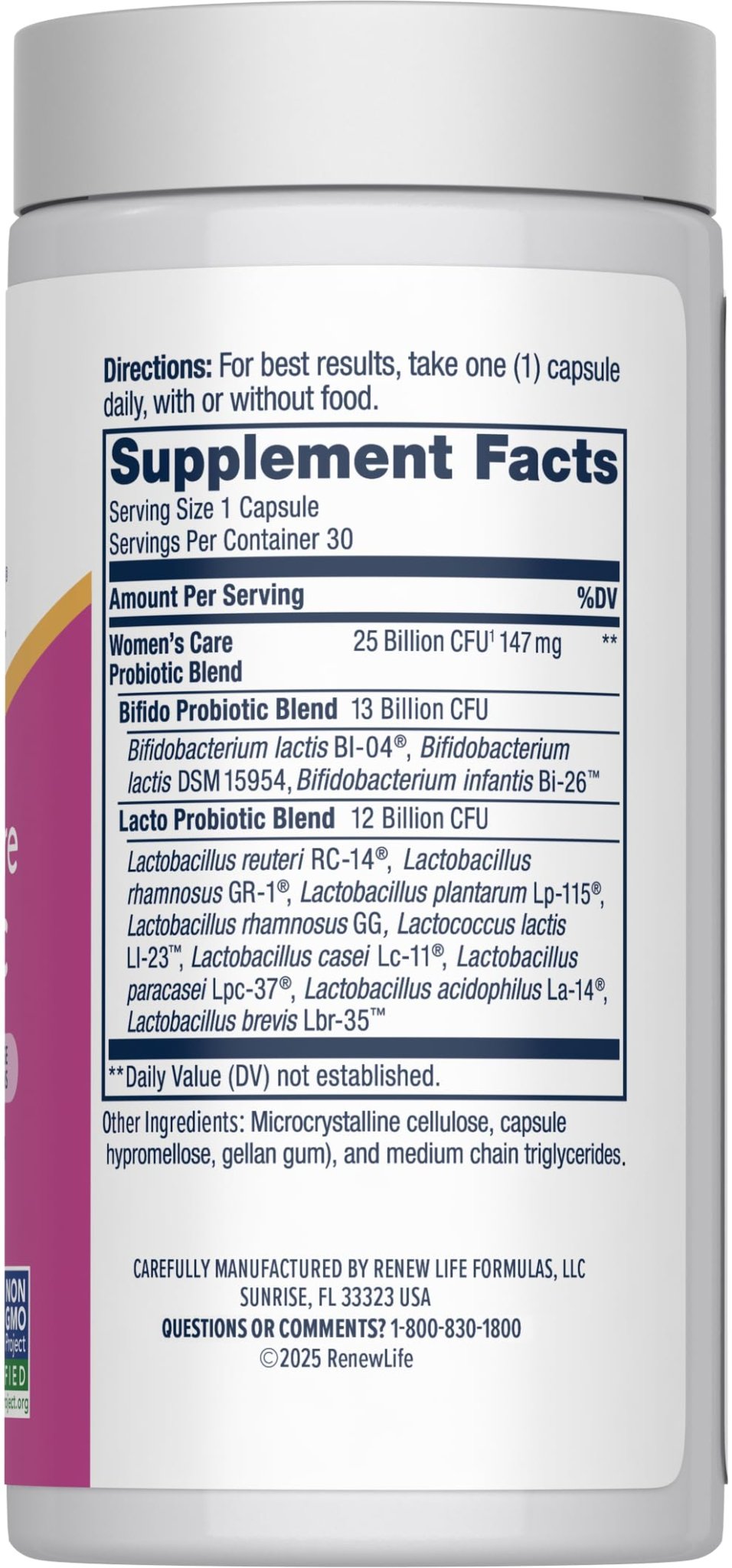 Renew Life Probiotics for Women, 25 Billion CFU Guaranteed, Probiotic Supplement for Digestive, Vaginal & Immune Health, Shelf Stable - FENGGESTORE20