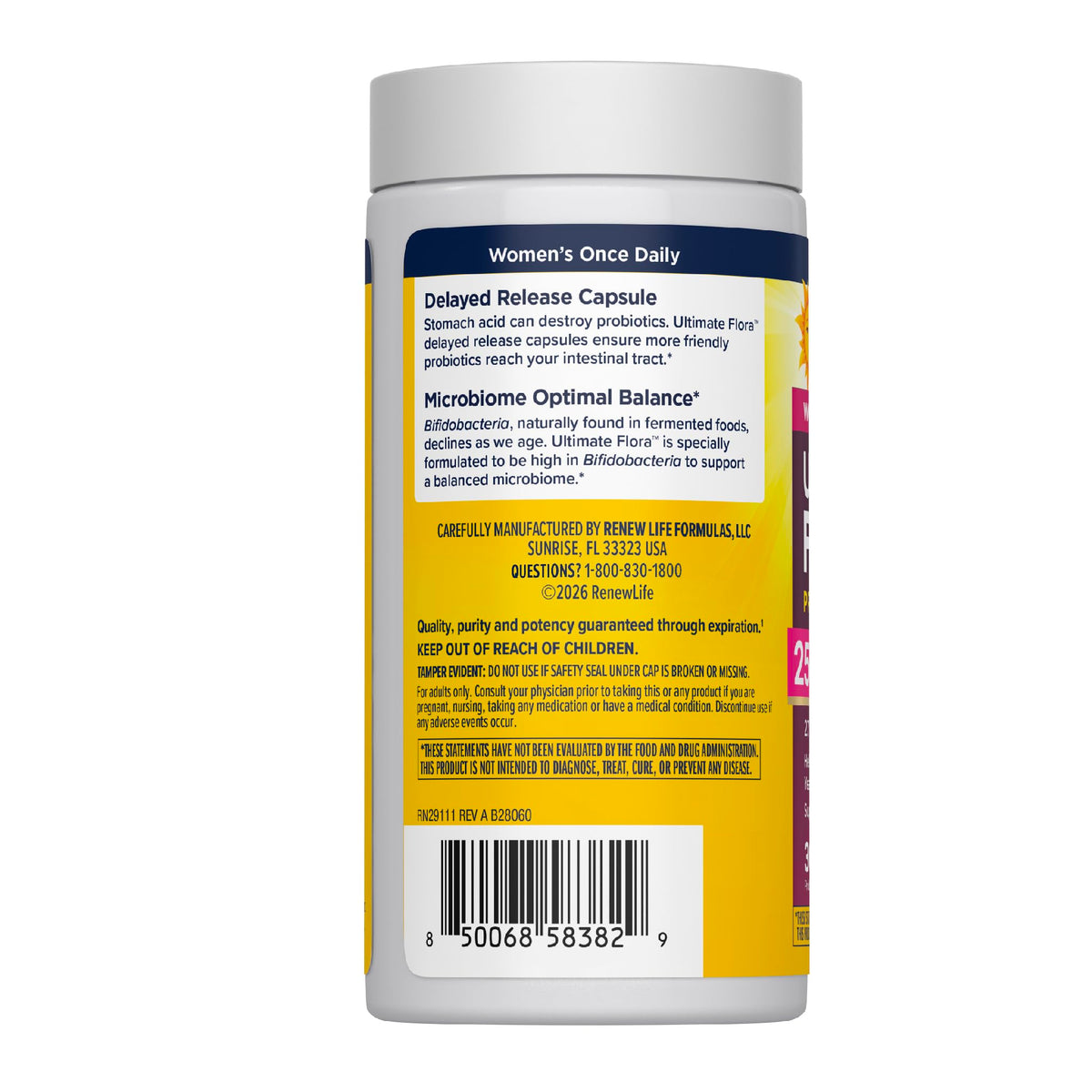 Renew Life Ultimate Flora Probiotics for Women with Prebiotics | 25 Billion CFU | 30 Delayed Release Capsules | 3 in 1 Synbiotic | Supports Digestive and Immune Health | Dairy, Soy and Gluten-Free - FENGGESTORE20