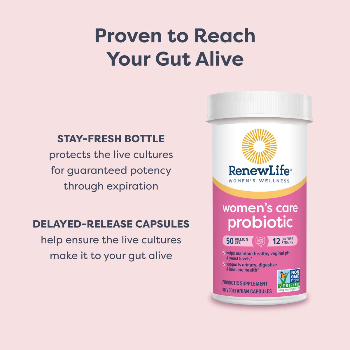 Renew Life Women's Probiotic Capsules, 50 Billion CFU Guaranteed, Supports pH Balance, Vaginal, Urinary, Digestive and Immune Health(2), L. Rhamnosus GG, Dairy, Soy and Gluten-Free, 60 Count - FENGGESTORE20
