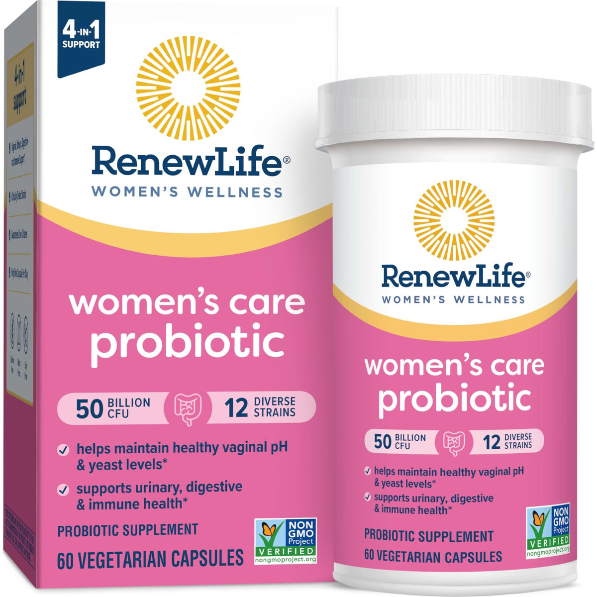 Renew Life Women's Probiotic Capsules, 50 Billion CFU Guaranteed, Supports pH Balance, Vaginal, Urinary, Digestive and Immune Health(2), L. Rhamnosus GG, Dairy, Soy and Gluten-Free, 60 Count - FENGGESTORE20