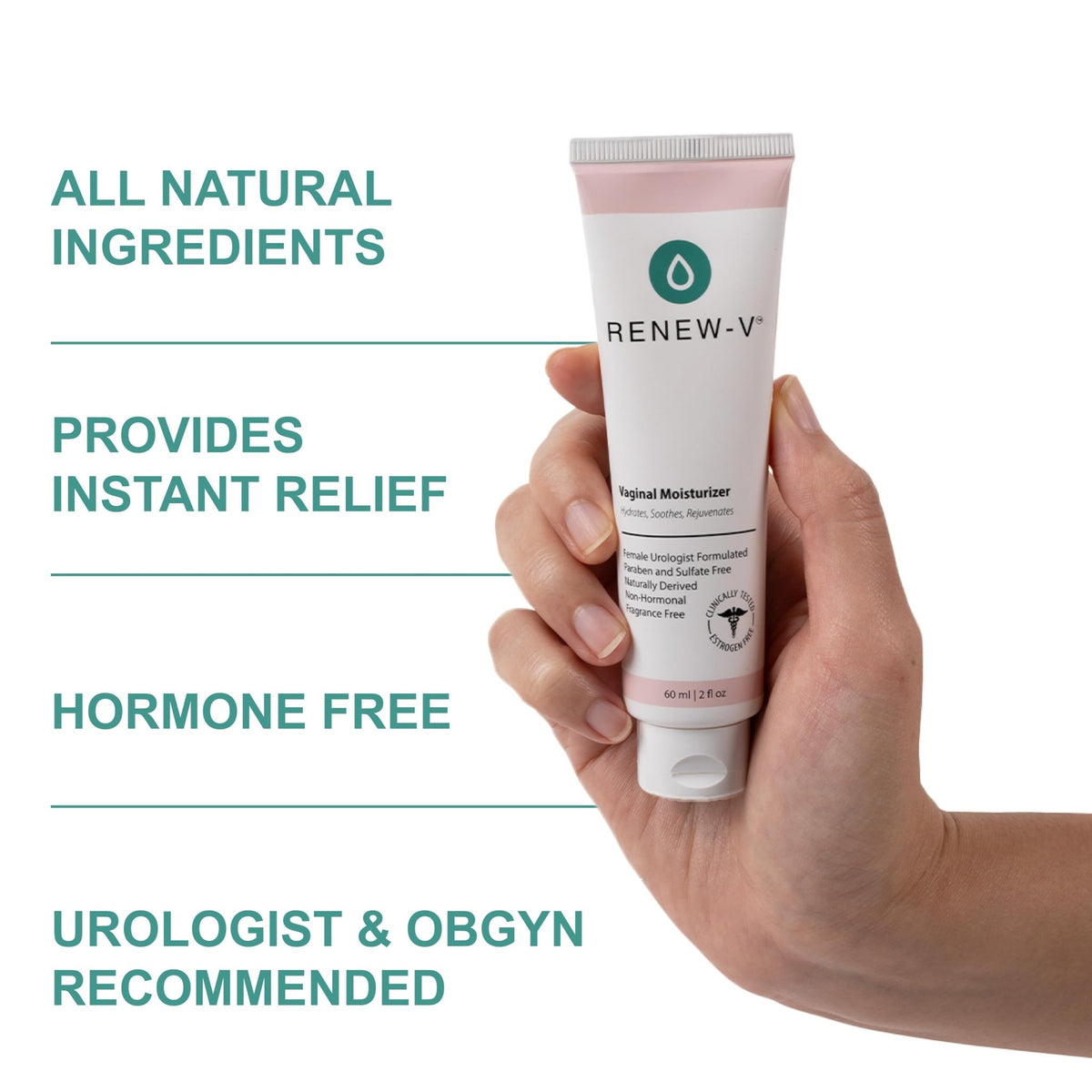 Renew-V Natural Vaginal Moisturizer For Dryness & Itching - Vulva Balm for Irritation Relief, Anti Itch & Women Menopause Support - Hormone Free, Unscented, Paraben-Free - Made in USA, 2 oz - FENGGESTORE20