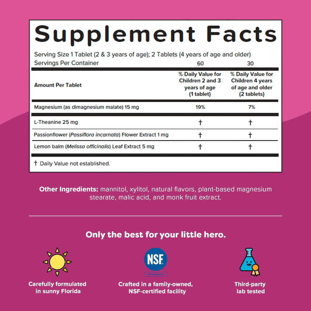 Renzo's Captain Calm Kids Magnesium Supplement with L-Theanine, Dissolvable Kids Vitamins for Relaxation and Mood Support, Sugar-Free Melty Tabs, - FENGGESTORE20