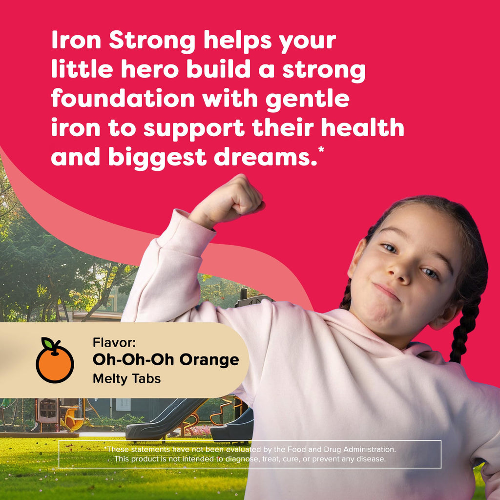 Renzo's Iron Supplements for Kids, Dissolvable Vegan Kids Iron Supplement with Vitamin C, Sugar-Free Melty Tabs - FENGGESTORE20