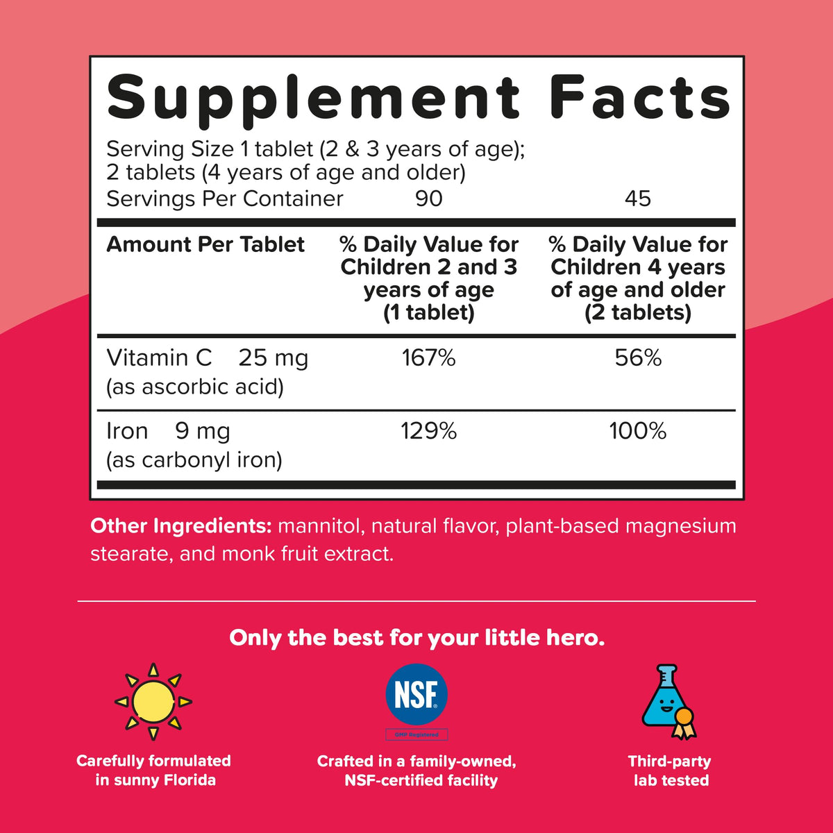 Renzo's Iron Supplements for Kids, Dissolvable Vegan Kids Iron Supplement with Vitamin C, Sugar-Free Melty Tabs - FENGGESTORE20