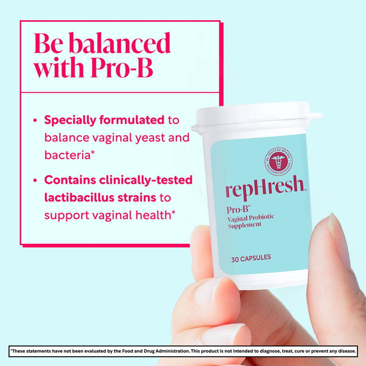 RepHresh Pro-B Women's Probiotic, Probiotic Supplement for Women, 30 Oral Capsules - FENGGESTORE20