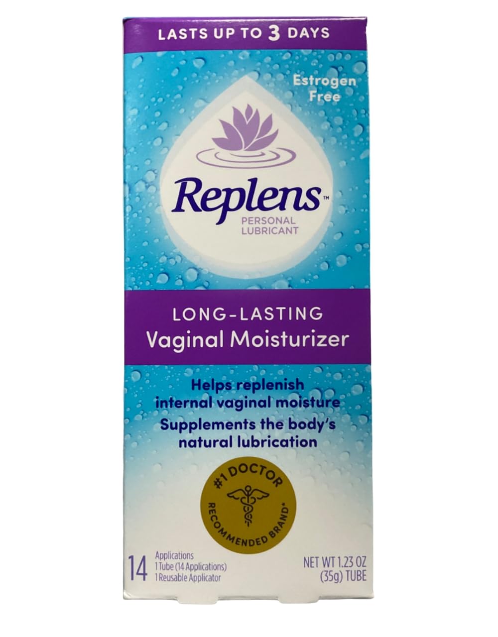 Replens Long-Lasting Vaginal Moisturizer with Reusable Applicator, 1.23 Ounce - FENGGESTORE20