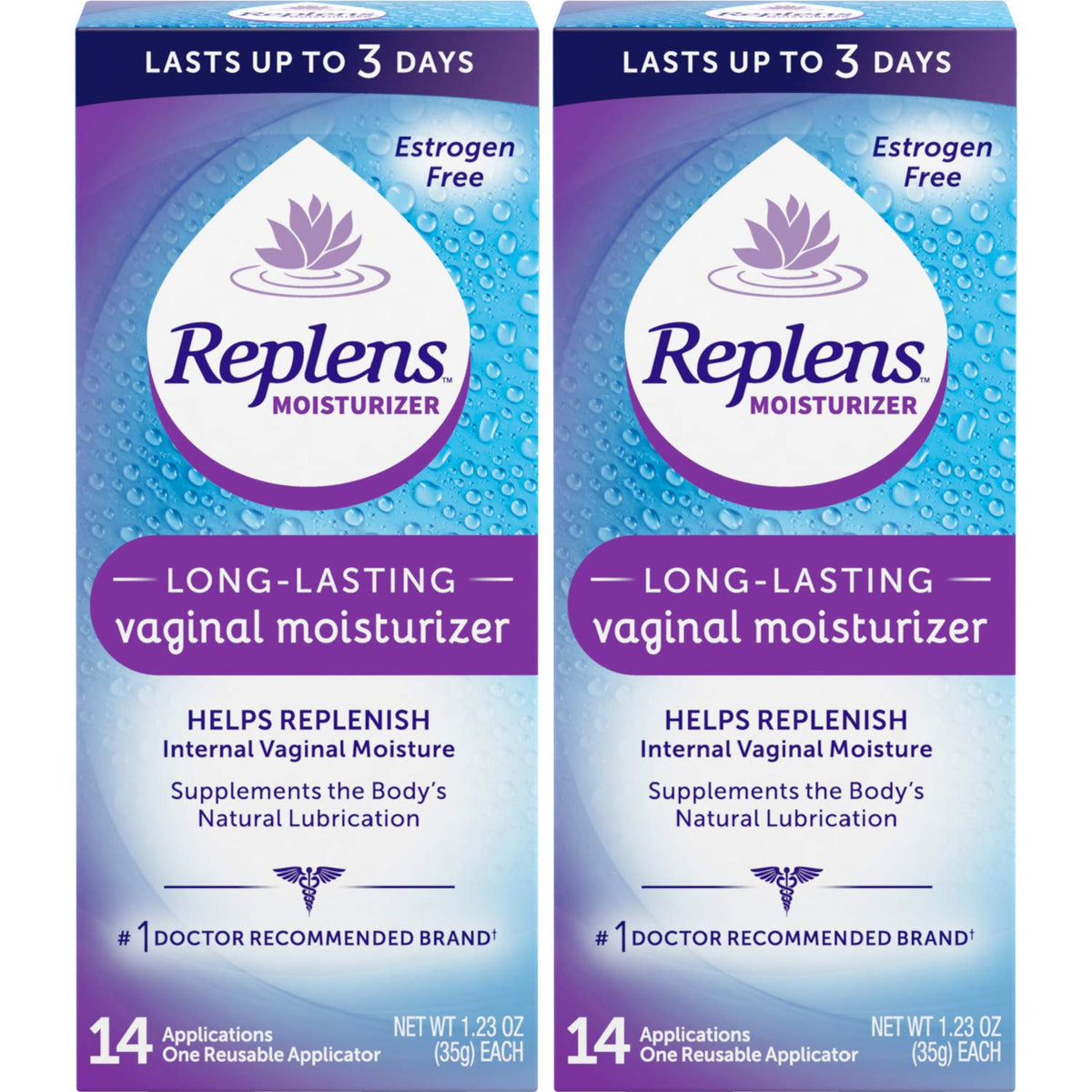 Replens Replens Long Lasting Vaginal Moisturizer, 14 Applications 1.23 oz (Pack of 2) - FENGGESTORE20