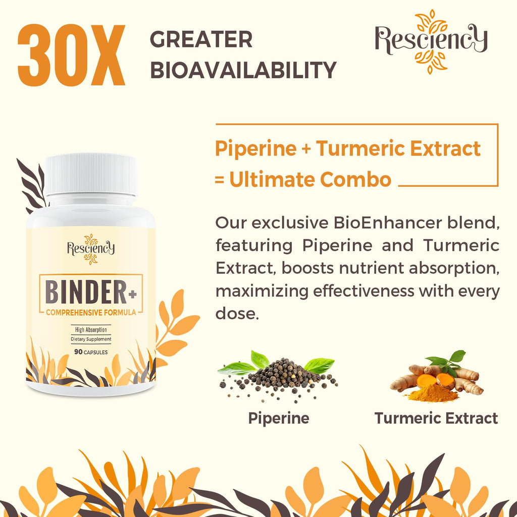 Resciency Detox Binder Supplement – Activated Charcoal, Zeolite, Bentonite Clay, Milk Thistle, Proprietary Blends - Liver & Gut, Max Absorption, 90 Vegan Capsules - FENGGESTORE20