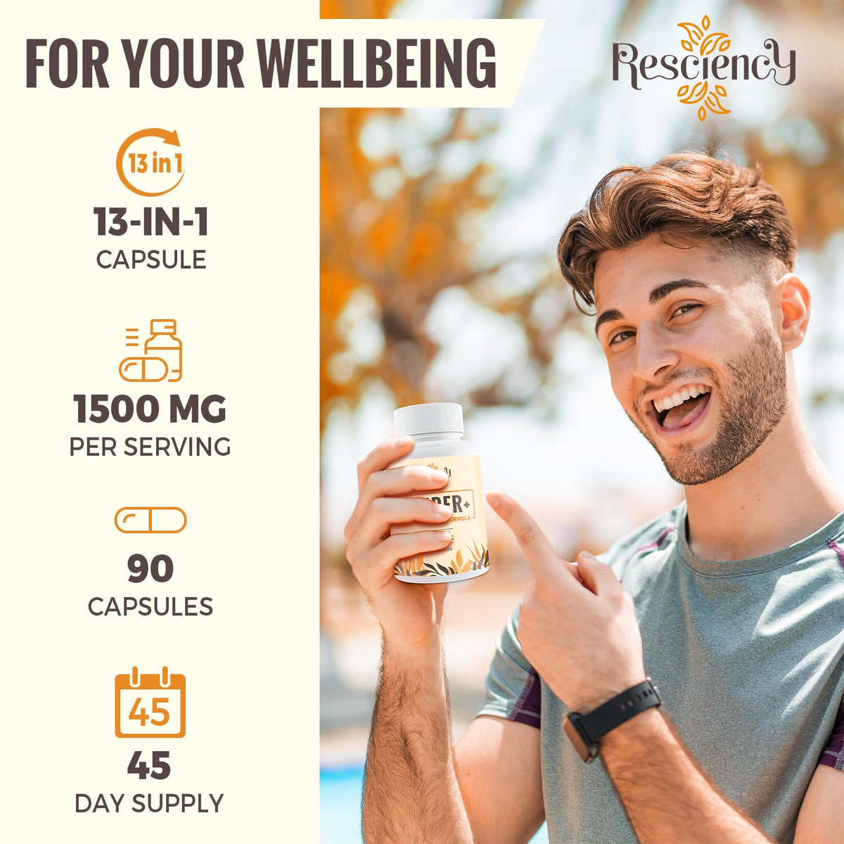 Resciency Detox Binder Supplement – Activated Charcoal, Zeolite, Bentonite Clay, Milk Thistle, Proprietary Blends - Liver & Gut, Max Absorption, 90 Vegan Capsules - FENGGESTORE20