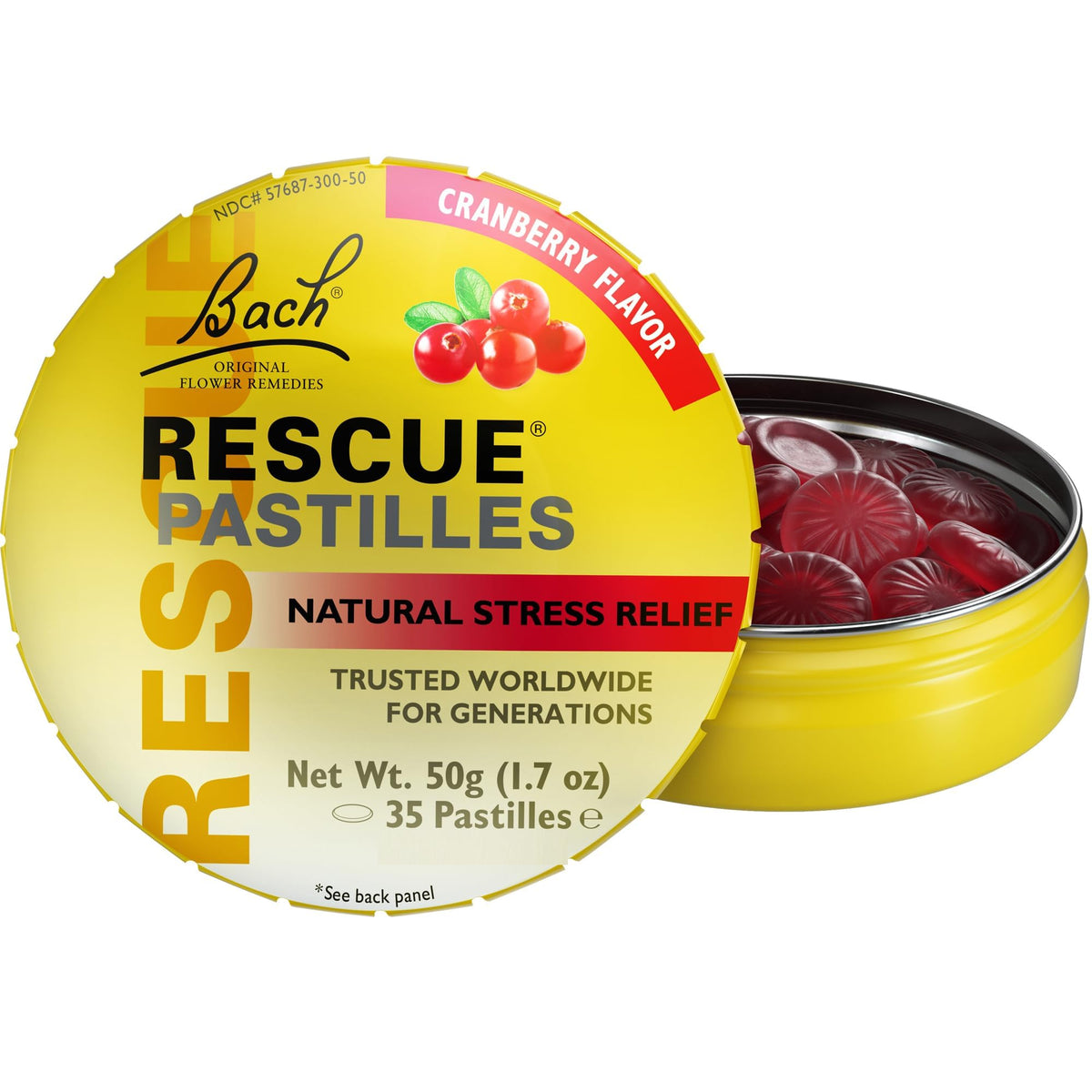 Rescue Bach PASTILLES, Cranberry Flavor, Stress Relief Lozenges, Homeopathic, Flower Eessences, 35 Count - FENGGESTORE20