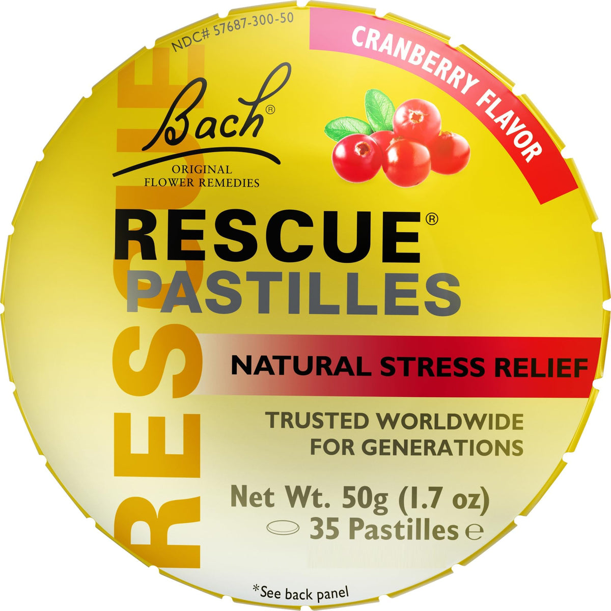 Rescue Bach PASTILLES, Cranberry Flavor, Stress Relief Lozenges, Homeopathic, Flower Eessences, 35 Count - FENGGESTORE20