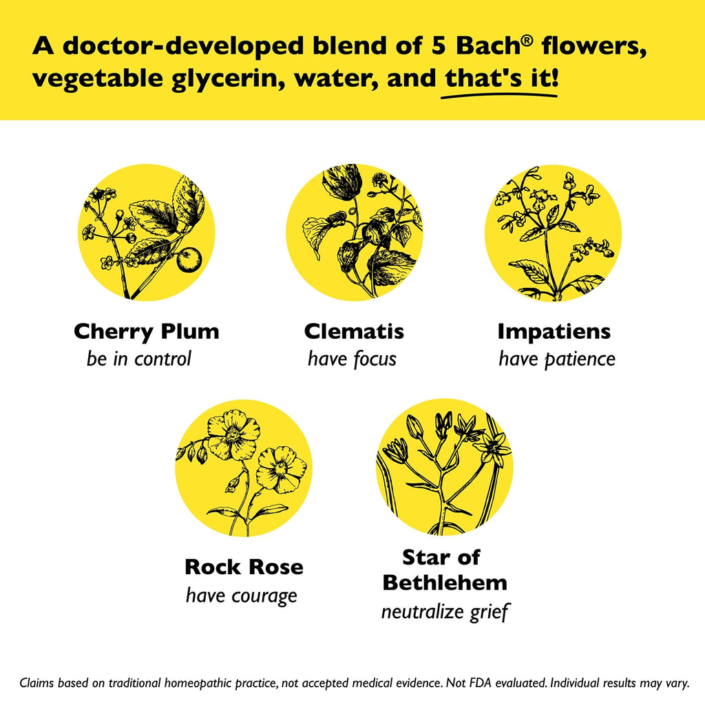 RESCUE Bach Remedy Dropper 20mL, Natural Stress Relief, Homeopathic Flower Essence, Vegan, Gluten & Sugar-Free, Non-Habit Forming (Non-Alcohol Formula) - FENGGESTORE20