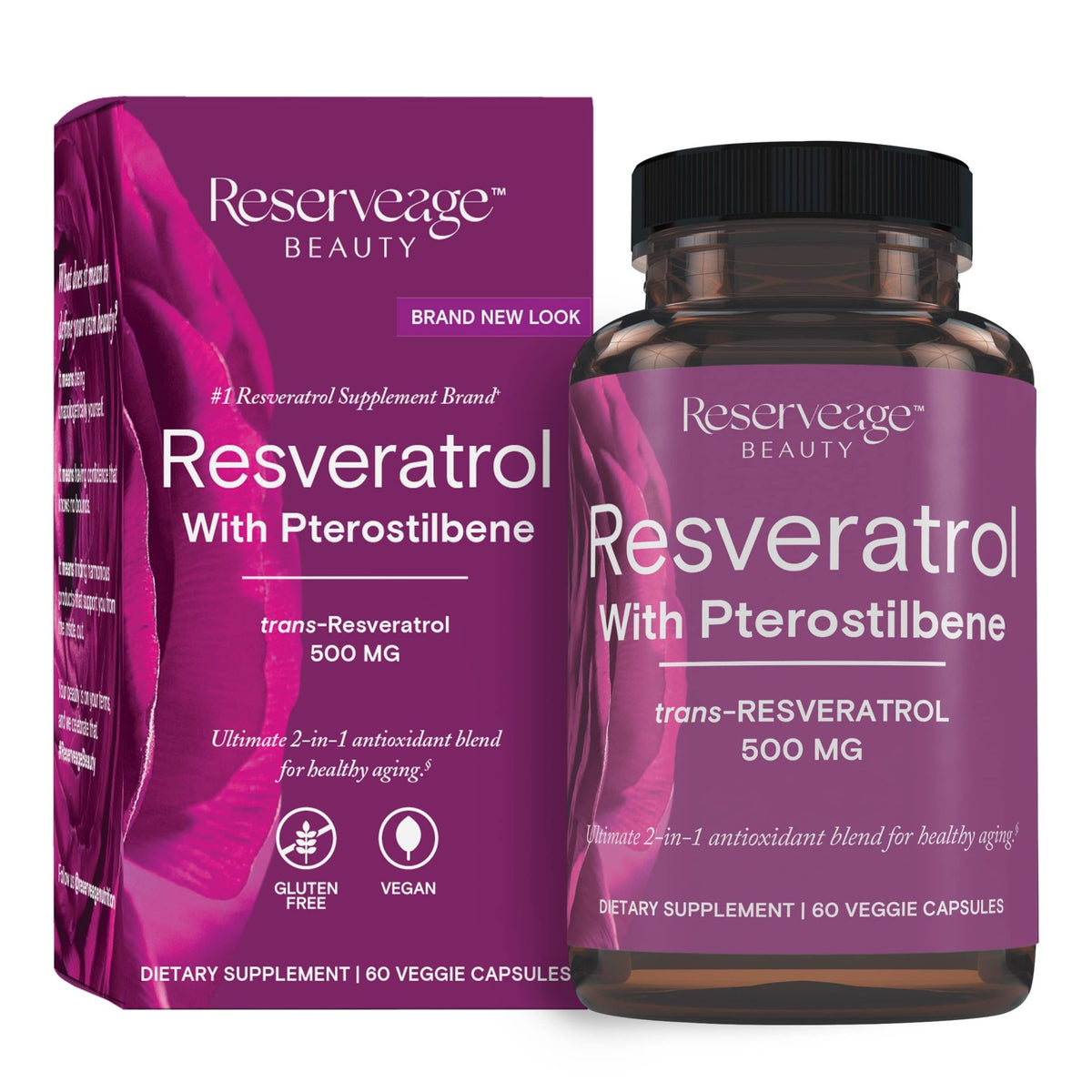 Reserveage Beauty, Resveratrol 500 mg with Pterostilbene, Antioxidant Supplement for Immune Support & Heart Health, Supports Healthy Aging - FENGGESTORE20