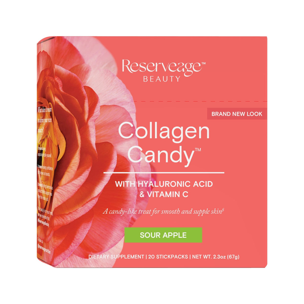 Reserveage Nutrition Collagen Candy, Collagen Supplement for Skin Care, Hair Growth, Collagen Booster for Nail Care, Supports Elastin Production, Paleo and Keto, Sour Apple, 2.3 Ounces (20 Servings) - FENGGESTORE20