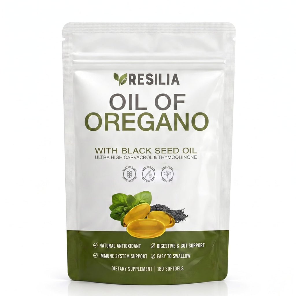 Resilia Softgels with Black Seed Oil 6000mg – Premium Grade Oregano Oil Capsules for Immune & Digestive Support – Non-GMO, Gluten-Free Softgels - FENGGESTORE20