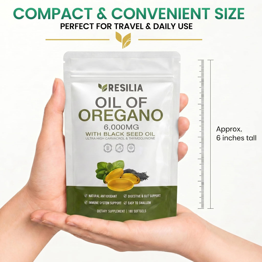 Resilia Softgels with Black Seed Oil 6000mg – Premium Grade Oregano Oil Capsules for Immune & Digestive Support – Non-GMO, Gluten-Free Softgels - FENGGESTORE20