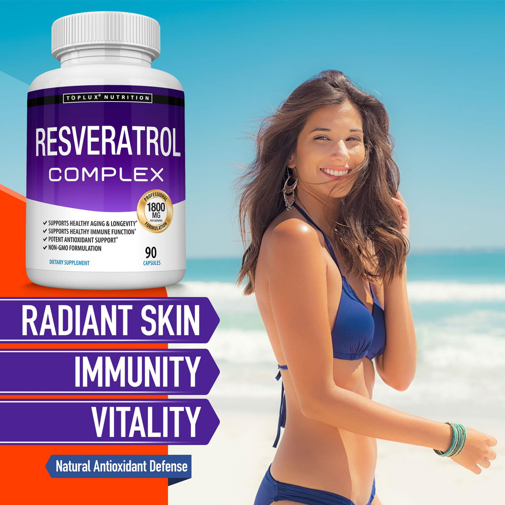 Resveratrol Supplement 1800 mg Antioxidant Complex - Highly Potent Natural Trans-Resveratrol Pills for Healthy Aging, Overall Health Support, Immune System - FENGGESTORE20