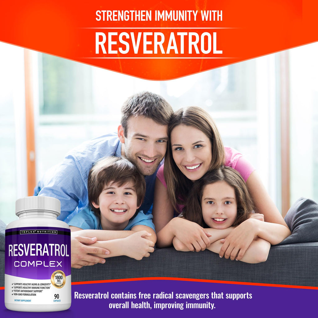 Resveratrol Supplement 1800 mg Antioxidant Complex - Highly Potent Natural Trans-Resveratrol Pills for Healthy Aging, Overall Health Support, Immune System - FENGGESTORE20