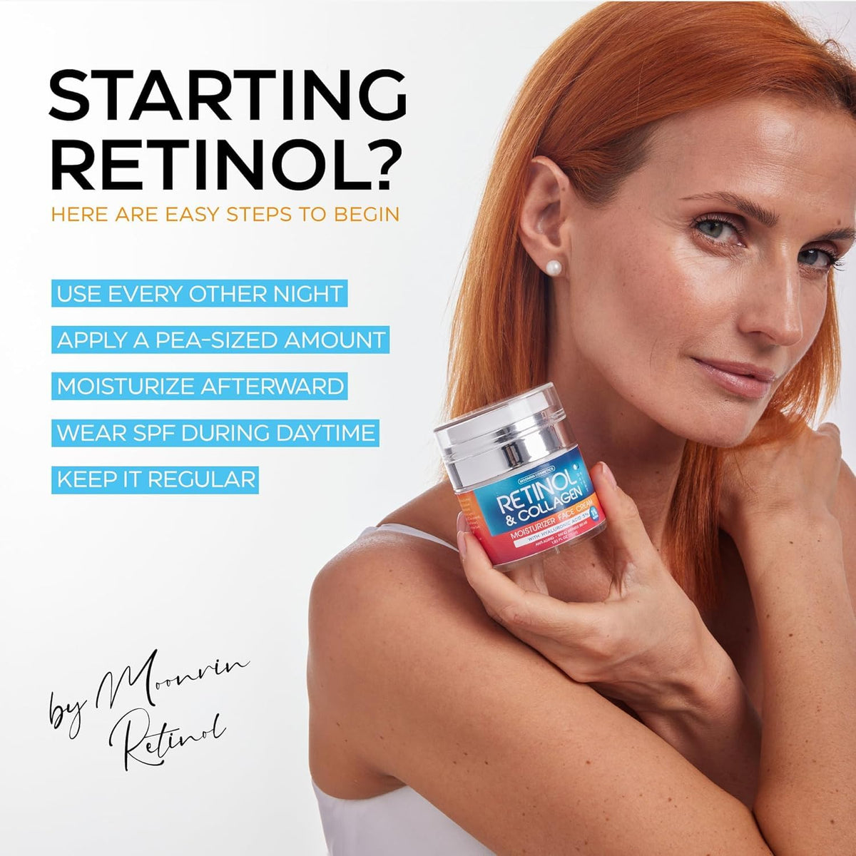Retinol Cream for Face with Hyaluronic Acid, Day-Night Anti-Aging Moisturizer for Women, Men, Collagen Cream for Face Reduces Wrinkles, Dryness, 1.85 Oz - FENGGESTORE20