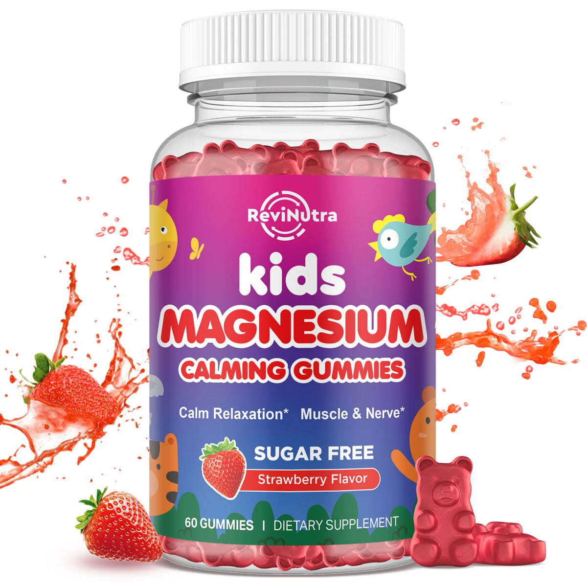 ReviNutra Magnesium Gummies for Kids - Magnesium Glycinate Gummies with L-Theanine, Chamomile, Vitamin B6, D for Kids & Adults Sleep - FENGGESTORE20