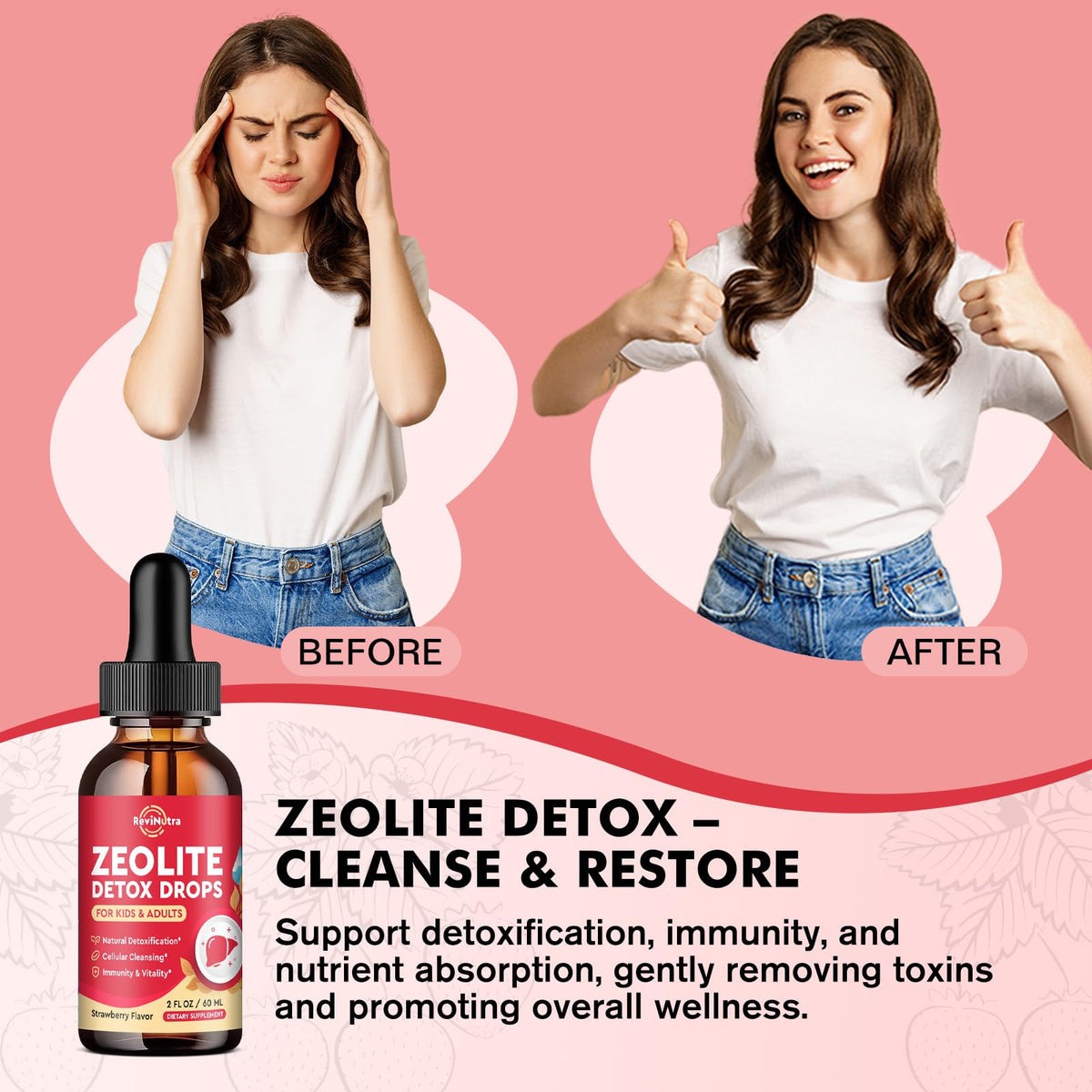 ReviNutra Zeolite Detox for Kids and Adults, Clinoptilolite Zeolite Liquid Drops with Chlorella, - FENGGESTORE20