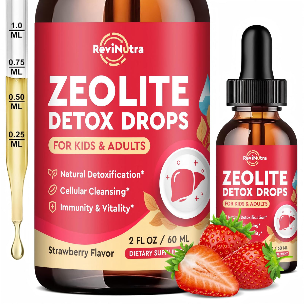 ReviNutra Zeolite Detox for Kids and Adults, Clinoptilolite Zeolite Liquid Drops with Chlorella, - FENGGESTORE20