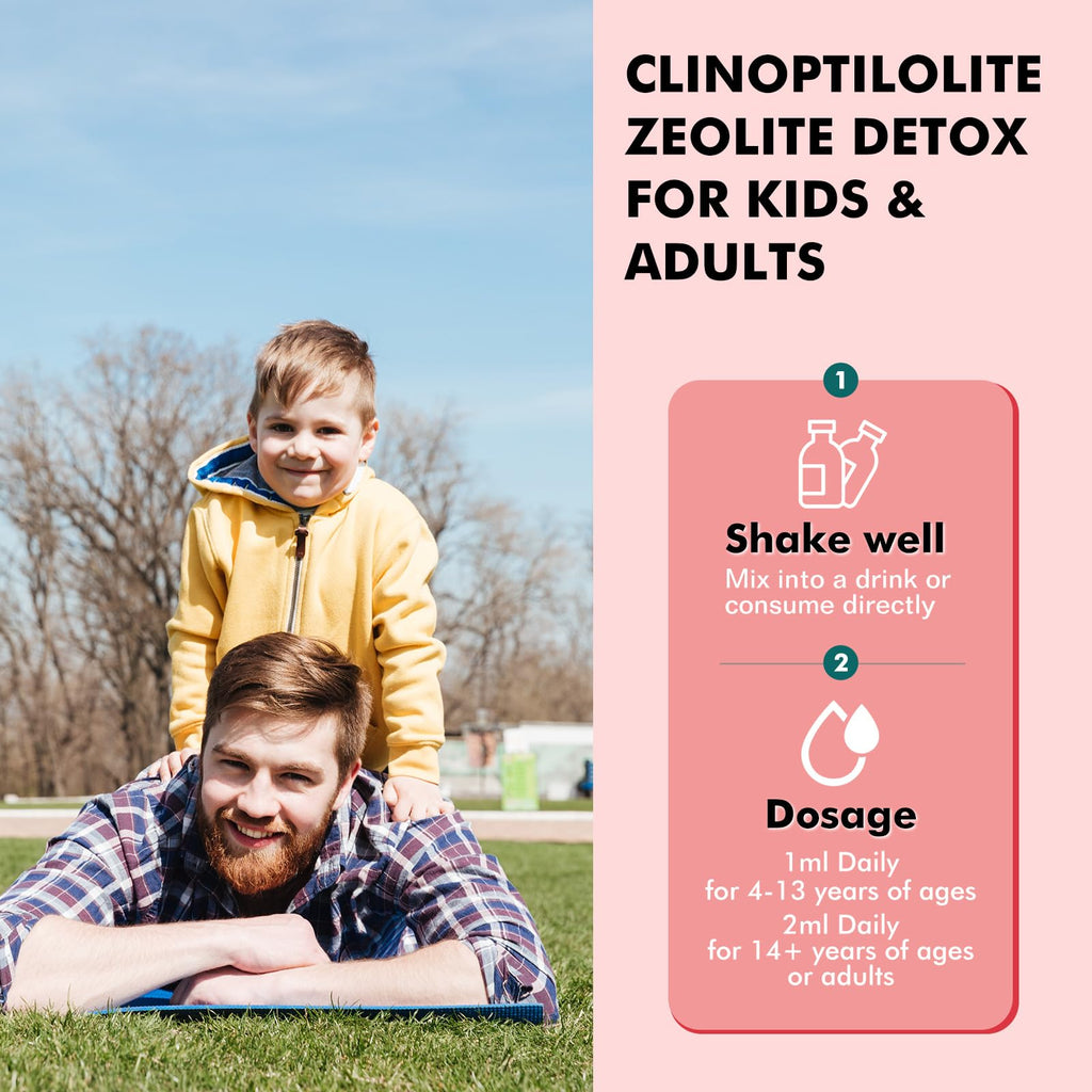ReviNutra Zeolite Detox for Kids and Adults, Clinoptilolite Zeolite Liquid Drops with Chlorella, - FENGGESTORE20