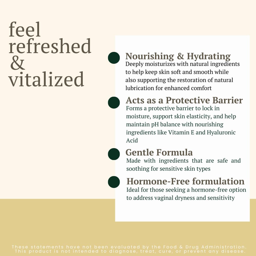 Revita Vaginal Moisturizer Cream, Hormone-Free Vaginal Moisturizer with Shea Butter, Hyaluronic Acid, Cocoa Butter, Vitamin E, Natural Oils & Beeswax - Gentle Hydration for Comfort & Balance, 1.8oz - FENGGESTORE20