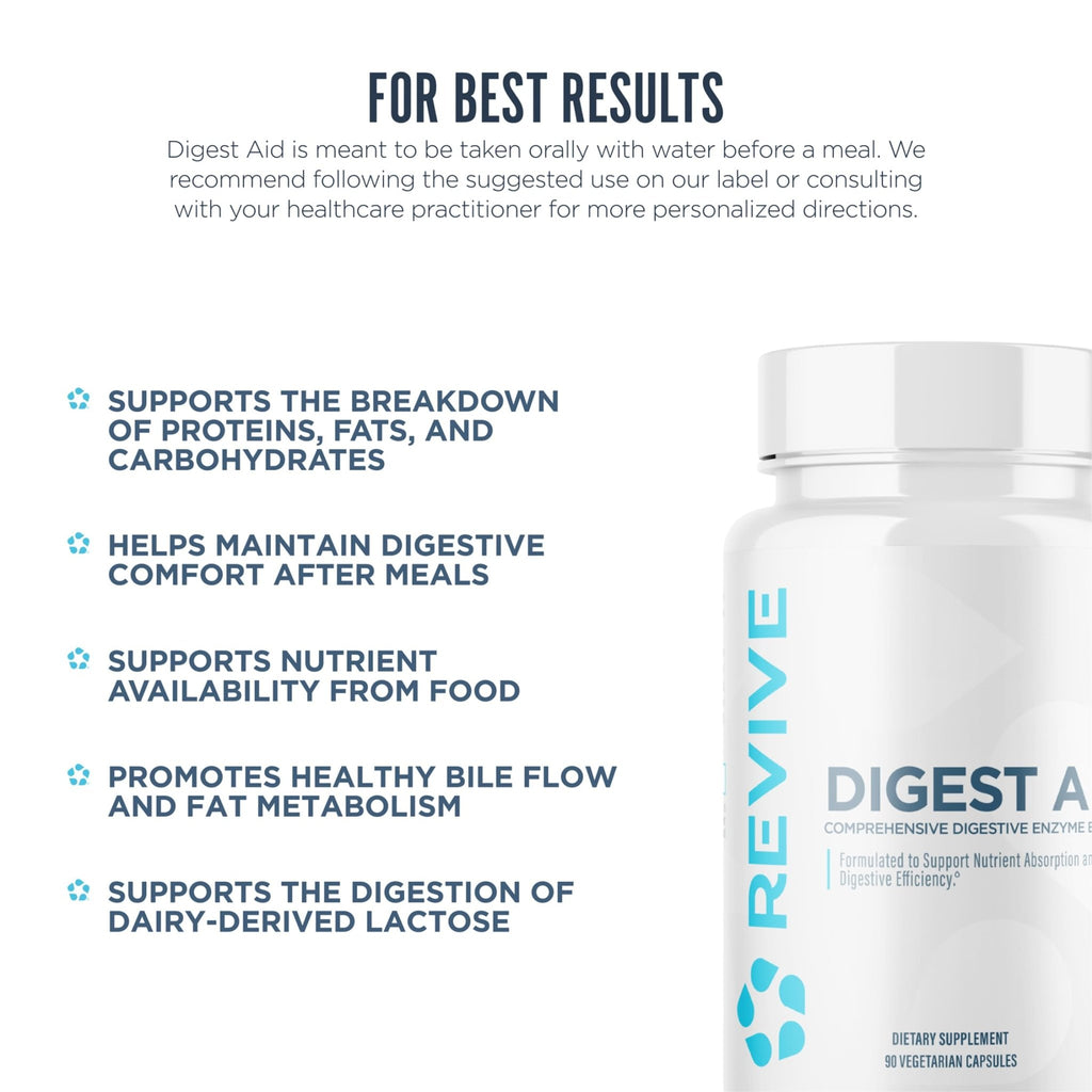 Revive MD Digest Aid, Digestive Support Supplement for Men & Women - Comprehensive Digestive Enzyme Blend with Probiotics & Prebiotics for Gut Health & Healthy Digestion - FENGGESTORE20