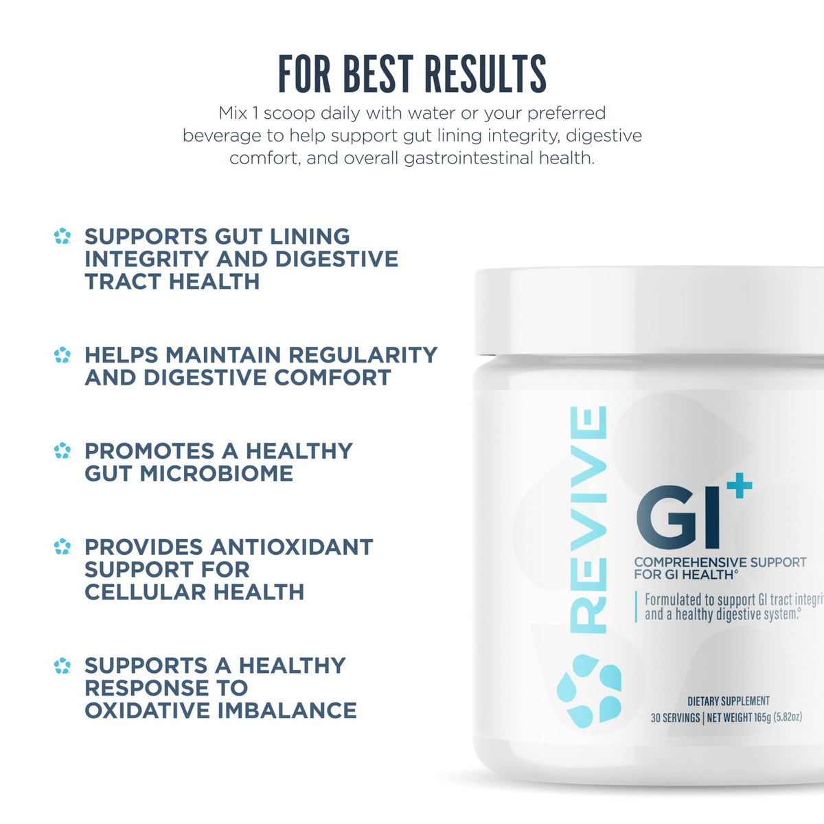 Revive MD Digestive Health Supplement, GI Plus (30 Servings) - Supports Gut Health for Women & Men - Promotes Regularity & Bowel Function - FENGGESTORE20