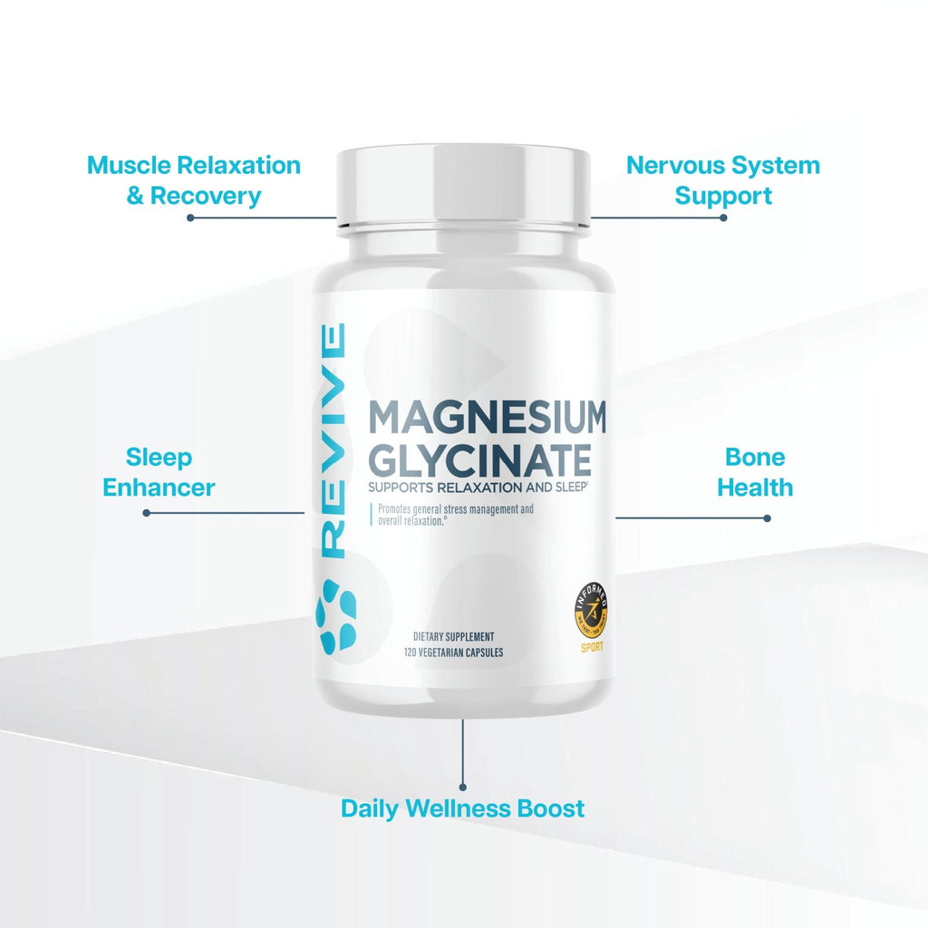 Revive MD Pure Magnesium Glycinate 200mg – High Absorption Supplement for Relaxation, Stress Relief, Sleep & Memory Support – Promotes Strong Bones - FENGGESTORE20