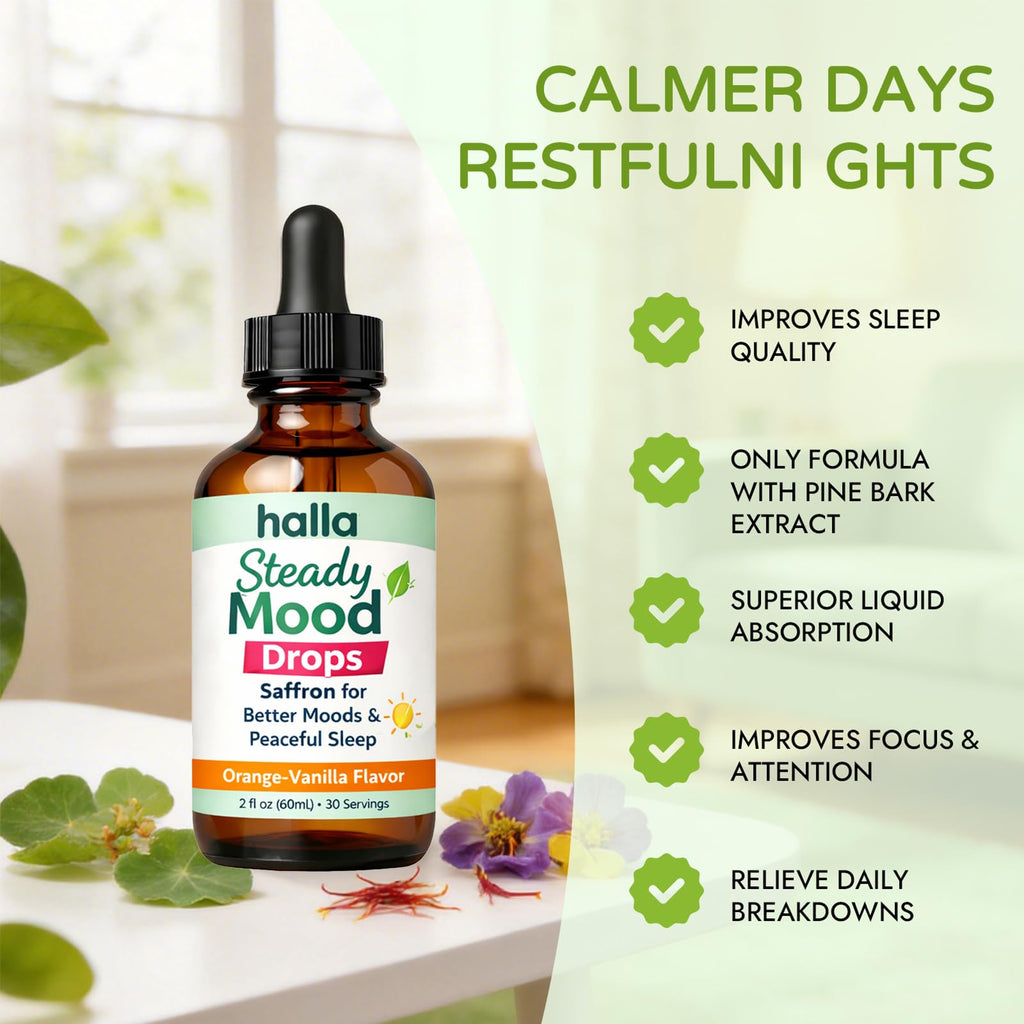 ReviveNerve Halla Steady Mood Drops, Orange-Vanilla Flavor, Liquid Formula with Pine Bark Extract(1pcs) - FENGGESTORE20