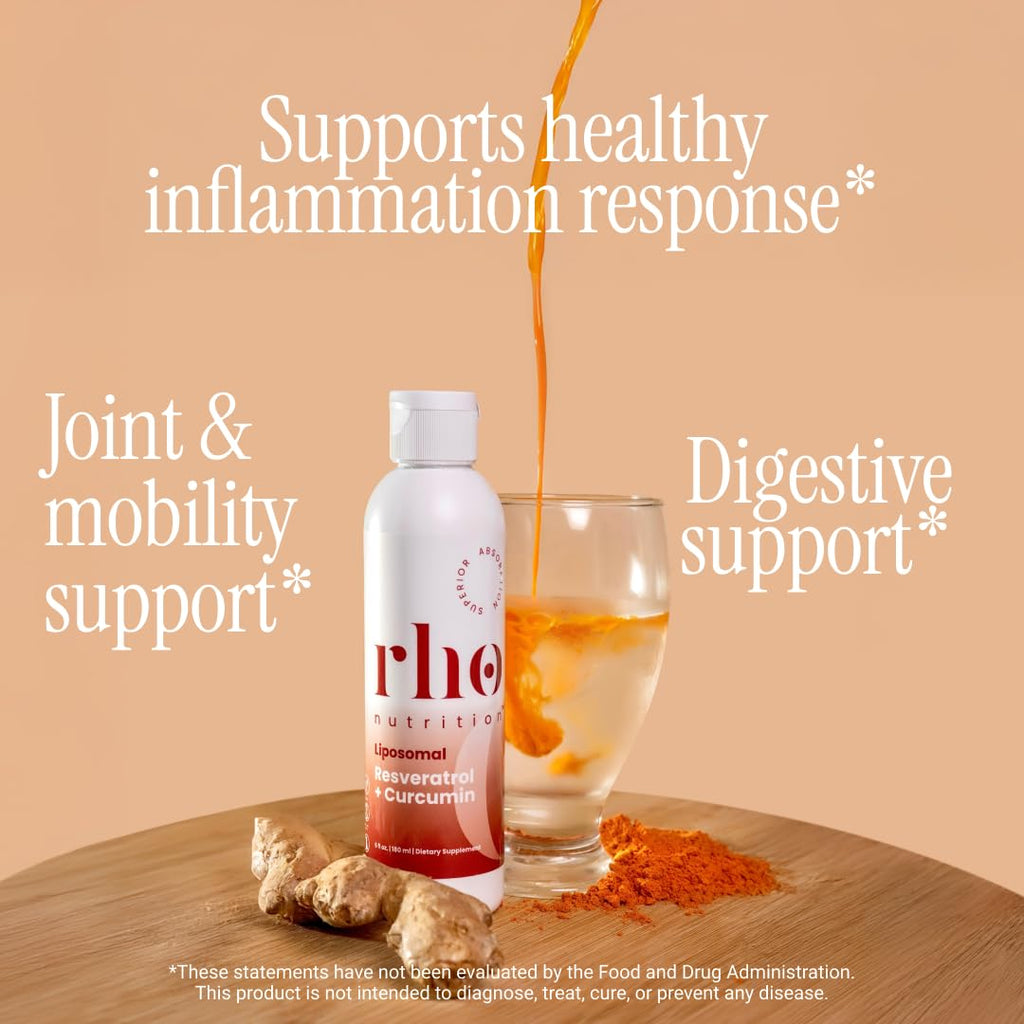 Rho Nutrition Liposomal Curcumin + Resveratrol (1 Pack) – Ultra High Absorption Liquid Curcumin Supplement – Promotes Joint Comfort, Mobility, Cellular Health and Overall Well-Being - FENGGESTORE20