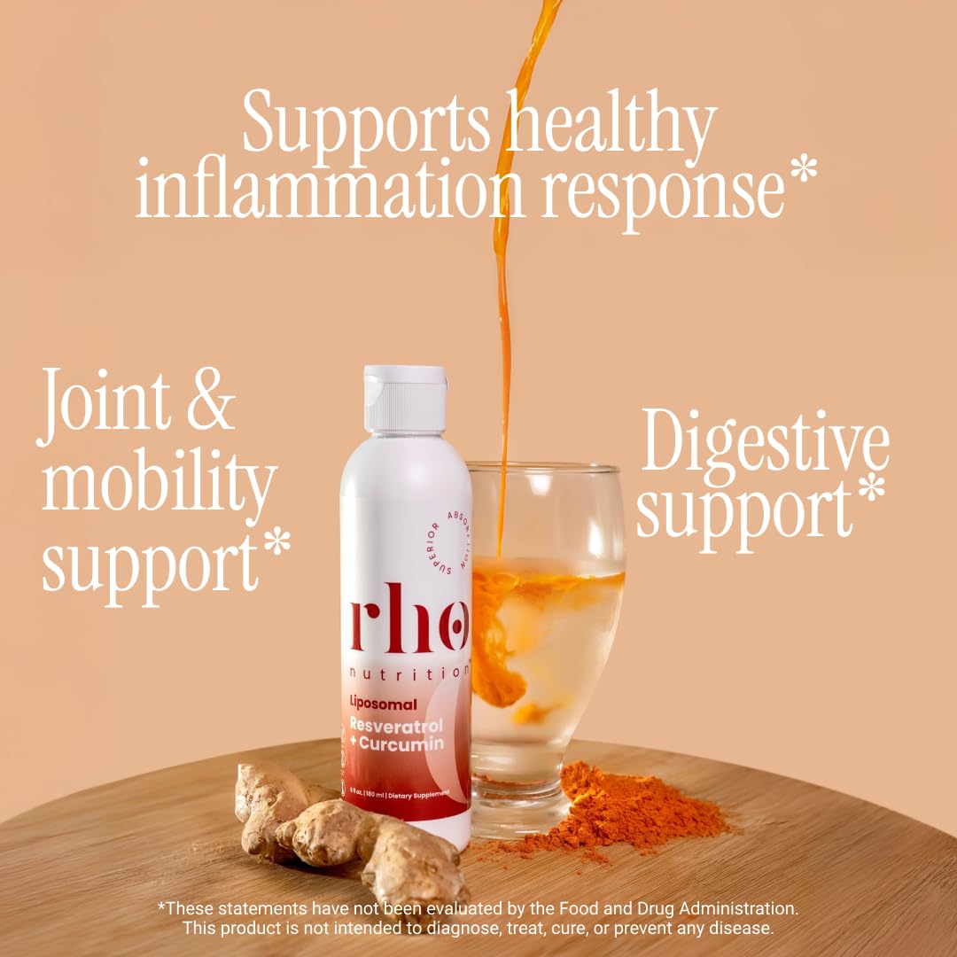 Rho Nutrition Liposomal Curcumin + Resveratrol (1 Pack) – Ultra High Absorption Liquid Curcumin Supplement – Promotes Joint Comfort, Mobility, Cellular Health and Overall Well-Being - FENGGESTORE20
