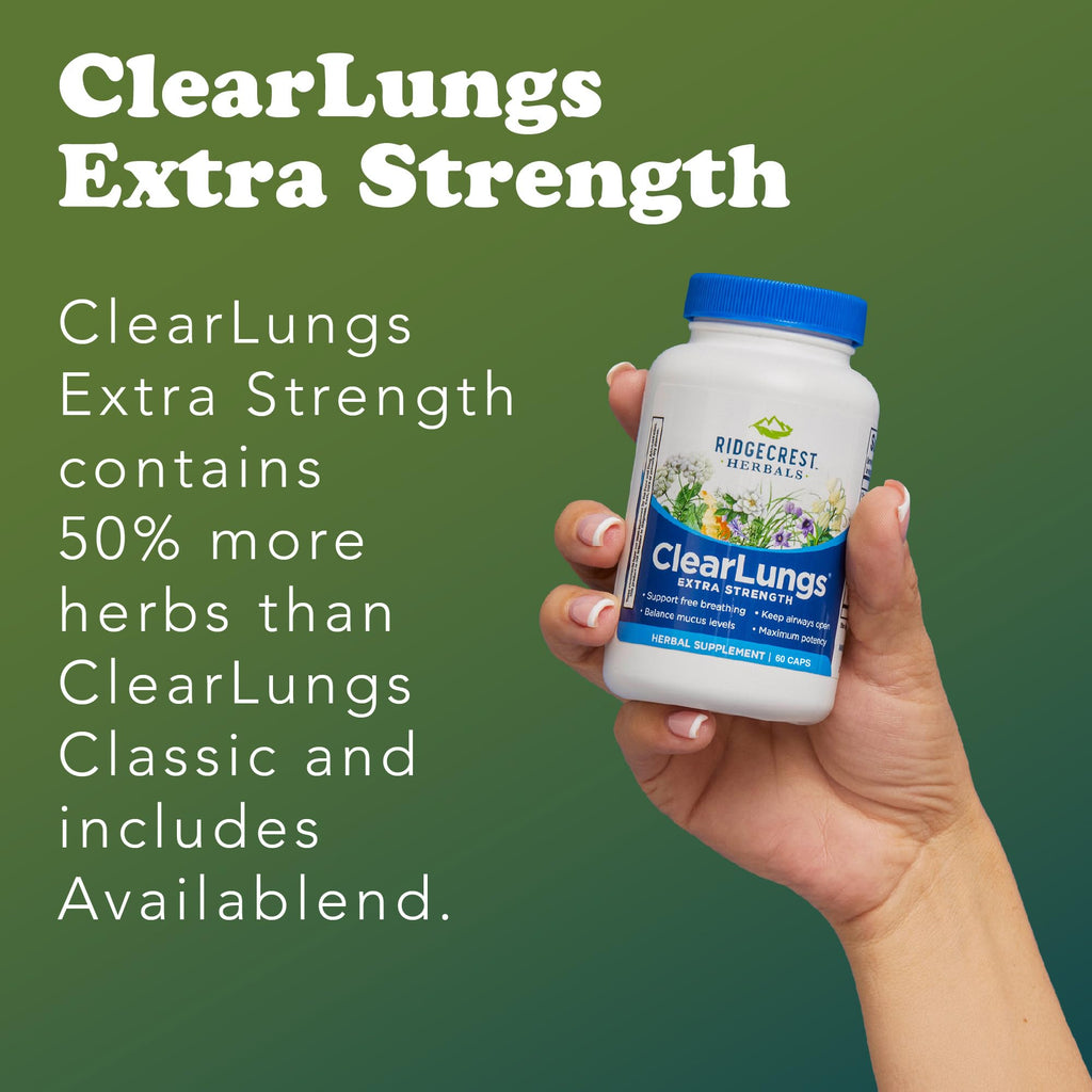 RidgeCrest Herbals ClearLungs Extra Strength, Daily Health Supplement, Natural Lung and Nasal Wellness Formula - FENGGESTORE20