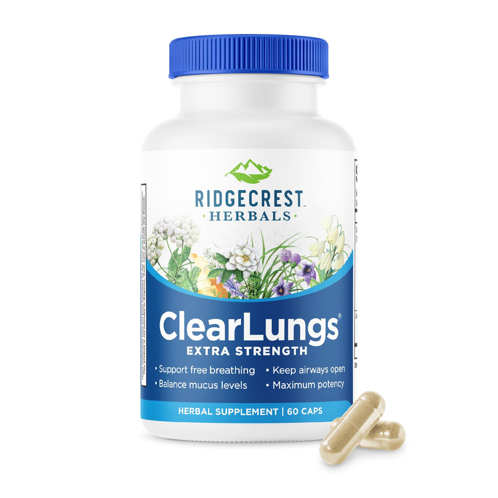 RidgeCrest Herbals ClearLungs Extra Strength, Daily Health Supplement, Natural Lung and Nasal Wellness Formula - FENGGESTORE20