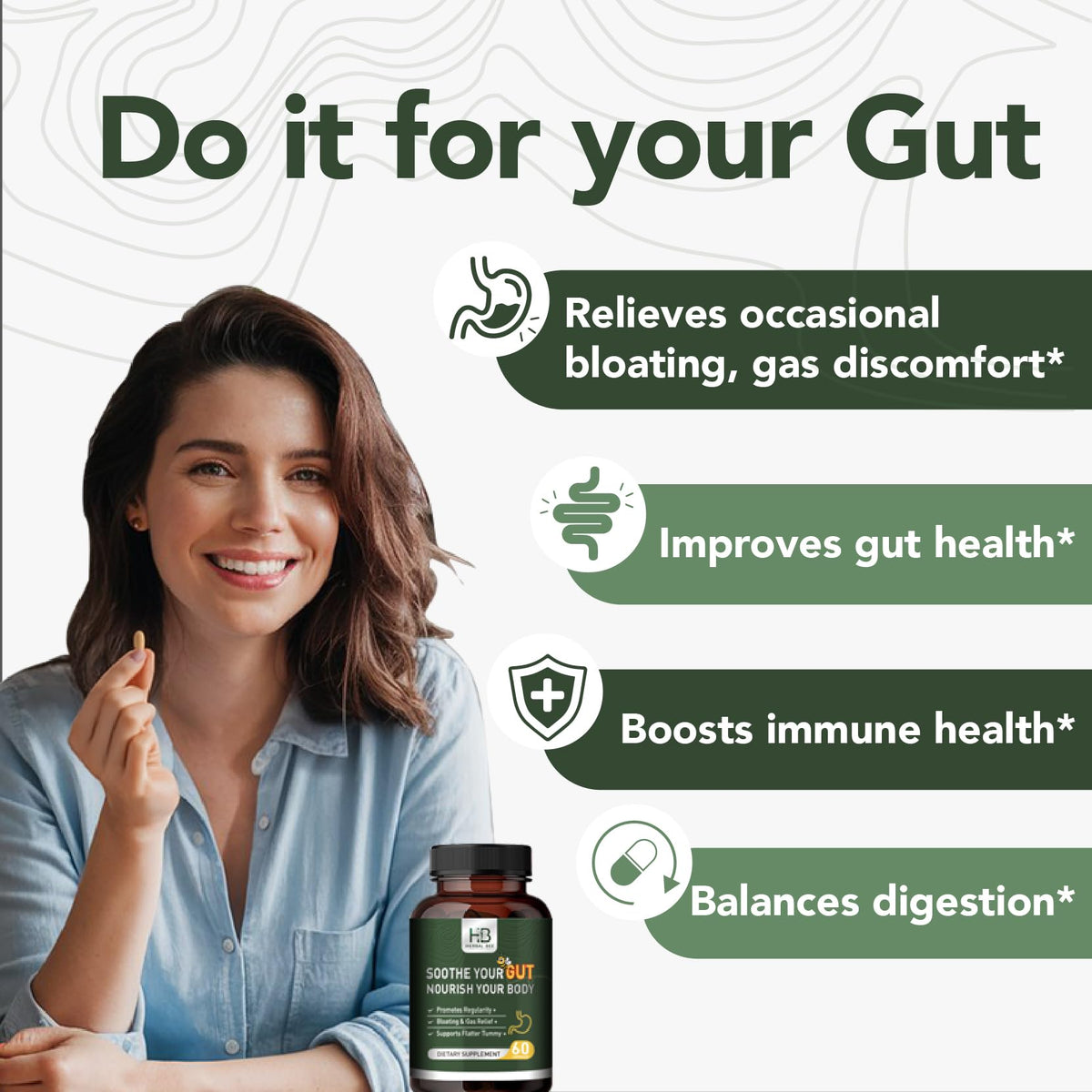 Rigma Herbal BEE Gut Health - Gas and Bloating Relief, Constipation, Leaky Gut Repair - Gut Cleanse & Restore Digestion - FENGGESTORE20