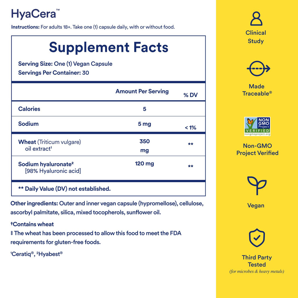 Ritual Hyaluronic Acid Skin Supplement - With Hyabest® and Ceratiq® - HyaCera Clinically Proven to Reduce Wrinkles, Fine Lines & Improve Skin Smoothness - FENGGESTORE20