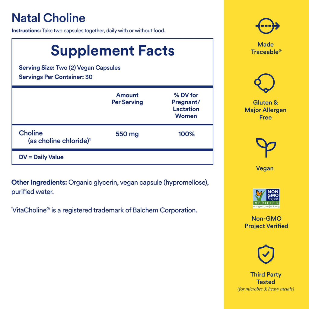Ritual Natal Choline Supplement - 550mg - to Support Baby’s Cognitive Function When Taken During Pregnancy and Postpartum Choline Content in Breastmilk - FENGGESTORE20
