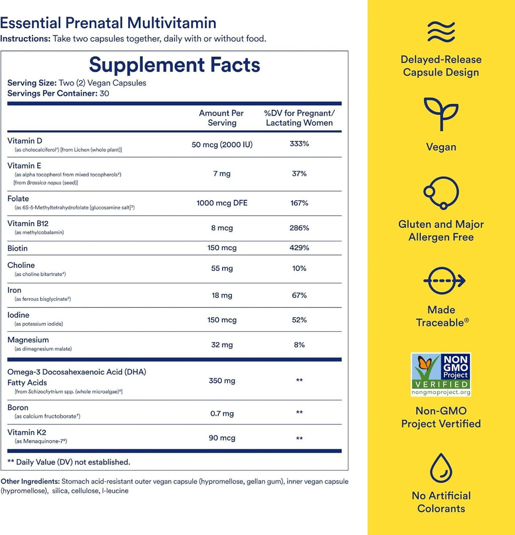 Ritual Prenatal Multivitamin for Women - Key Essential Vitamins and Minerals to Support Mom and Baby During Pregnancy* - Folate, Choline, Omega-3 DHA, Iron - FENGGESTORE20