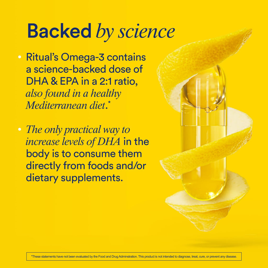 Ritual Vegan Omega 3 Supplement - Science-Backed Dose of DHA and EPA - Bioavailable Omega-3 from Algae Oil - Brain, Heart, and Eye Health Support - FENGGESTORE20