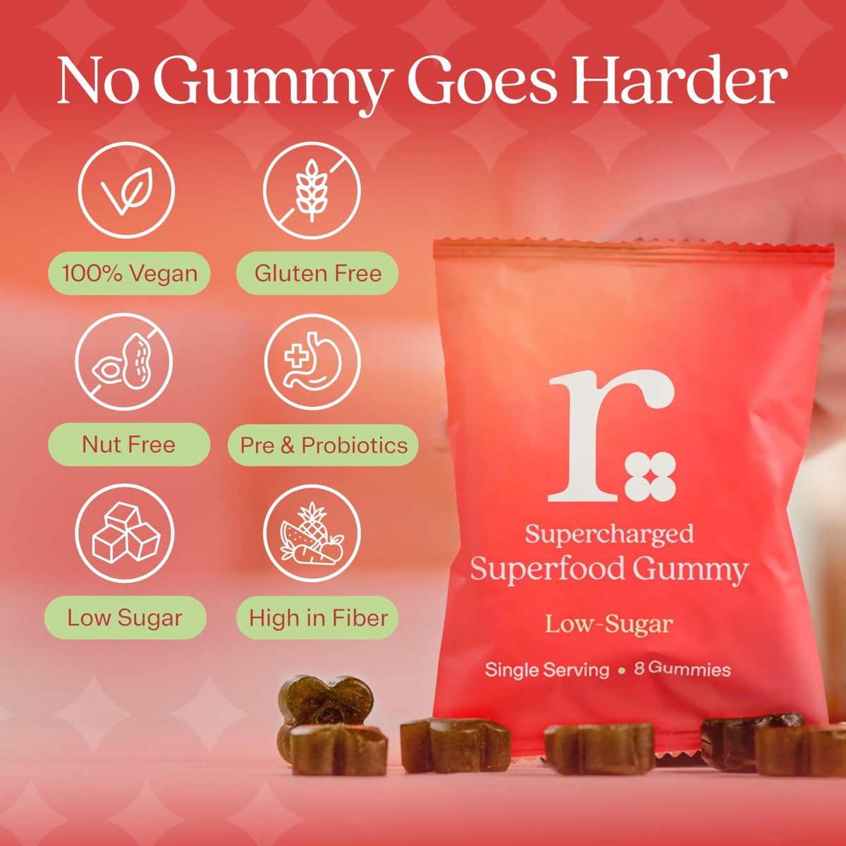 Rizz Low Sugar Green Gummies - 60+ Superfoods 6g Fiber - Prebiotic and Probiotic Gummies - Vegan Multivitamins for Women & Men - Gluten Free - Mushroom, - FENGGESTORE20