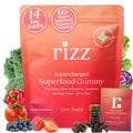 Rizz Low Sugar Green Gummies - 60+ Superfoods 6g Fiber - Prebiotic and Probiotic Gummies - Vegan Multivitamins for Women & Men - Gluten Free - Mushroom, - FENGGESTORE20