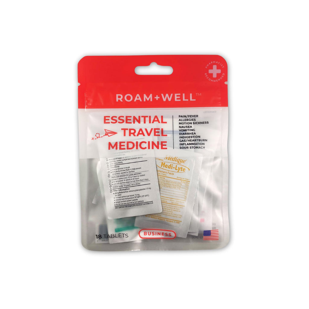 Roamwell Essential Travel Medicine Kit, OTC Travel Medication, TSA Approved (Business | 18 Tablets) - FENGGESTORE20
