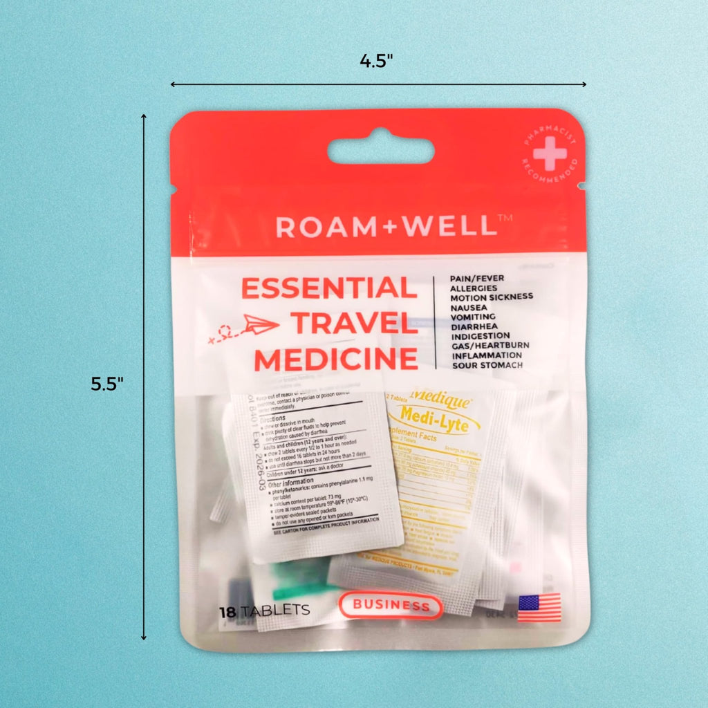 Roamwell Essential Travel Medicine Kit, OTC Travel Medication, TSA Approved (Business | 18 Tablets) - FENGGESTORE20