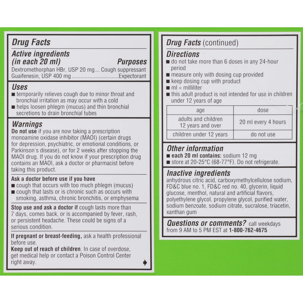 Robitussin Adult Maximum Strength Cough + Chest Congestion DM Max (8 fl. oz. Bottle), Cough Suppressant & Expectorant, Raspberry Flavor - FENGGESTORE20