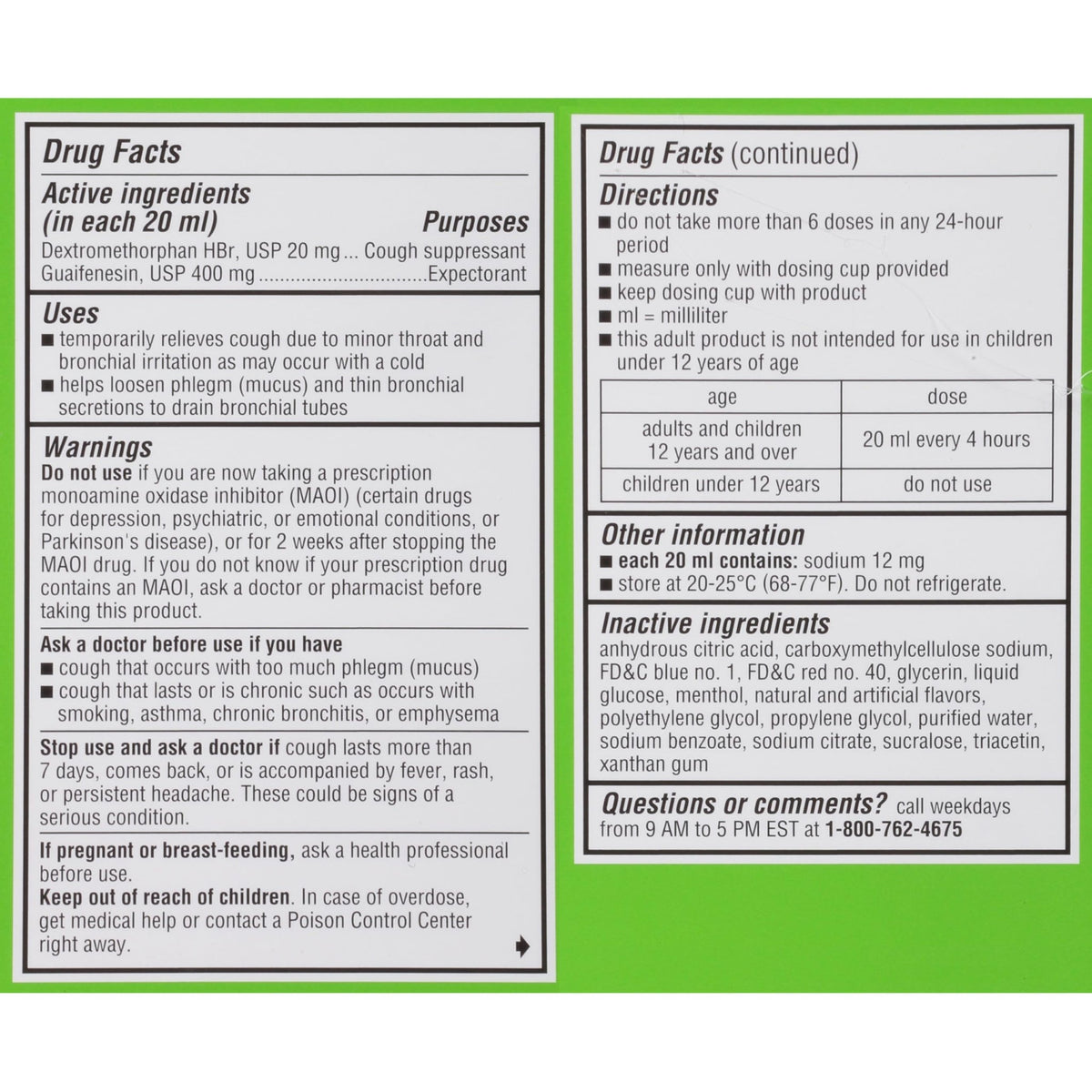 Robitussin Adult Maximum Strength Cough Plus Chest Congestion DM Max, Cough Suppressant and Expectorant, Raspberry Flavor, 8 Fl Oz x 2 - FENGGESTORE20
