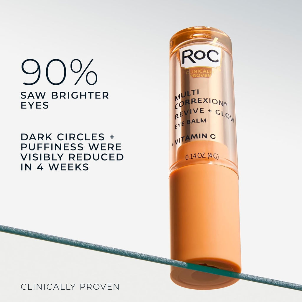 RoC Multi Correxion Revive + Glow Eye Balm with Vitamin C (0.14 oz) + Retinol Eye Cream Packette - FENGGESTORE20